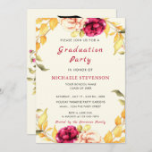 Waterverf Roos Afstuderen Uitnodiging Kaart (Voorkant / Achterkant)