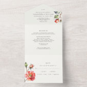 Waterverf Roos All In One Uitnodiging (Binnen)