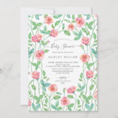 Waterverf Roos Baby shower tuinbouwhout Kaart (Voorkant)