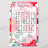 Waterverf roos Baby shower Word Search Game (Voorkant)