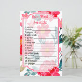 Waterverf roos Baby word scramble game (Staand voorkant)