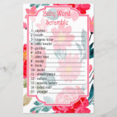 Waterverf roos Baby word scramble game (Voorkant)