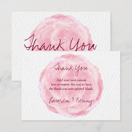 Waterverf Roos - Bedankt kaarten (Voorkant / Achterkant)