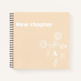 Waterverf roos beige wit pensioenmonogram notitieboek