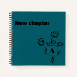 Waterverf roos blauw groen pensioenmonogram notitieboek