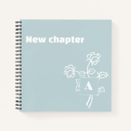 Waterverf roos blauw wit pensioenmonogram notitieboek