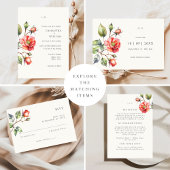 Waterverf Roos bloem bruiloft RSVP Kaartje