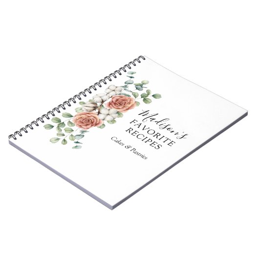 Waterverf Roos Bloem Eucalyptus Bladeren Recept Notitieboek (Linkerzijde)