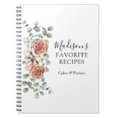 Waterverf Roos Bloem Eucalyptus Bladeren Recept Notitieboek (Voorkant)