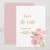 Waterverf Roos Bloem Save The Date (Voorkant / Achterkant)