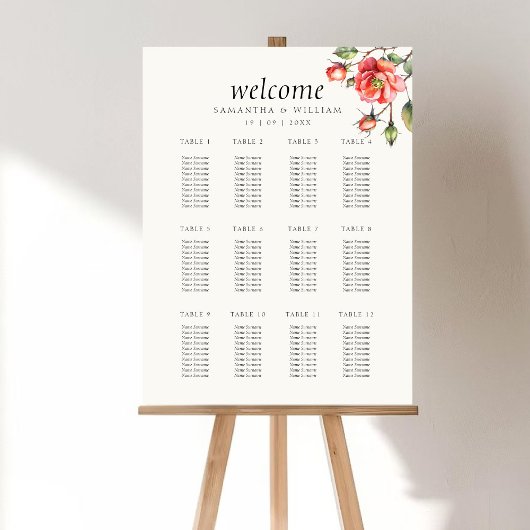 Waterverf Roos bloem Trouwstoel grafiek Poster