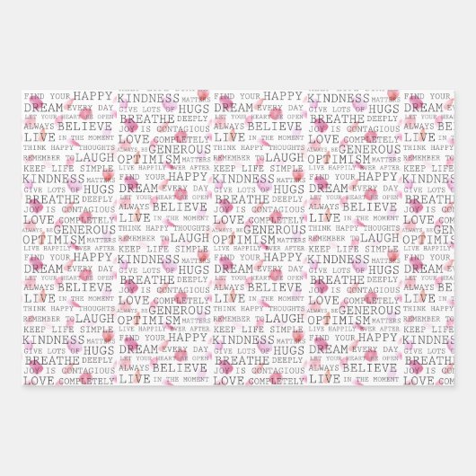 Waterverf Roos bloemblaadjes Inspirerend woorden Inpakpapier Vel (Voorkant 2)