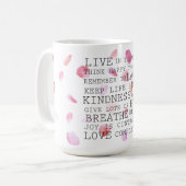 Waterverf Roos bloemblaadjes Inspirerend woorden Koffiemok (Voorkant links)