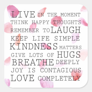 Waterverf Roos bloemblaadjes Inspirerend woorden Vierkante Sticker