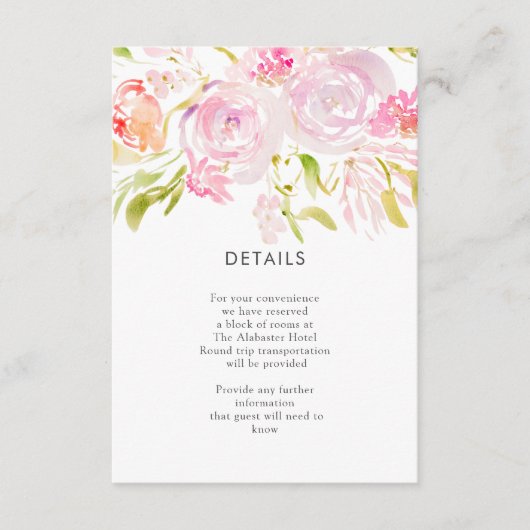 Waterverf roos bloemboeket - Gegevens Informatiekaartje (Voorkant)