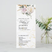 Waterverf Roos Bloemen Elegant Bruiloft Programma (Staand voorkant)