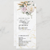 Waterverf Roos Bloemen Elegant Bruiloft Programma (Voorkant / Achterkant)