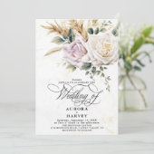 Waterverf Roos Bloemen Elegant Chique Bruiloft Kaart (Staand voorkant)