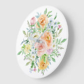 Waterverf Roos Bloemen & Groen Bladeren Grote Klok (Hoek)