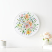 Waterverf Roos Bloemen & Groen Bladeren Grote Klok (Huis)