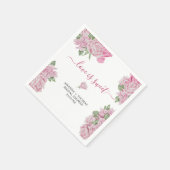 Waterverf roos bloemen - liefde is zoet servet (Hoek)