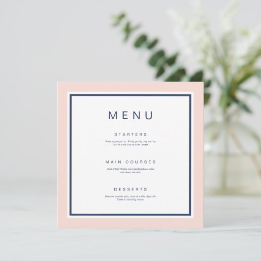 Waterverf Roos bloemen moderne roze bruiloft Menu (Staand voorkant)