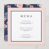 Waterverf Roos bloemen moderne roze bruiloft Menu (Voorkant / Achterkant)