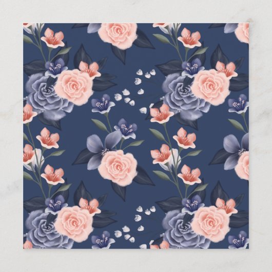 Waterverf Roos bloemen moderne roze bruiloft Menu (Achterkant)