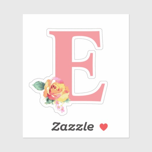 Waterverf Roos bloemenbrief Initiaal Sticker (Vel)