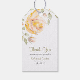 Waterverf Roos Bloemenbruiloft Cadeaulabel