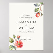 Waterverf Roos bloemenbruiloft Welkomstbord Poster (Voorkant)