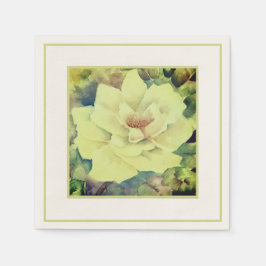 Waterverf Roos Bloemenservetten — Sage & Ivory Gar Servet