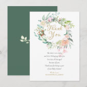 Waterverf Roos Bloemige Baby Shower Bedankbrief Ge Bedankkaart (Voorkant / Achterkant)