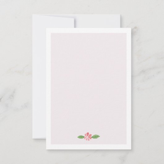 Waterverf Roos Bloemige Botanische RSVP Reactiekaa (Achterkant)