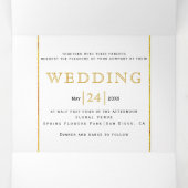 Waterverf roos boeket gouden lijnen bloemenbruilof drieluik uitnodiging (Binnenkant midden)