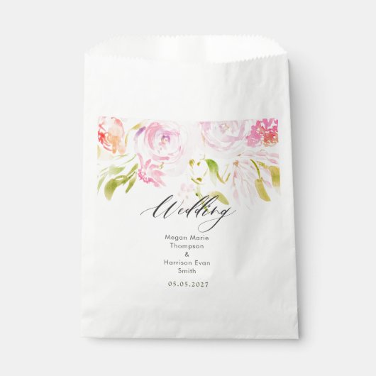 Waterverf Roos Boho Bouquet Bedankzakje (Voorkant)