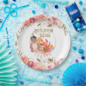 Waterverf Roos Bonjour Girl Baby Papieren Bordje (Feest)