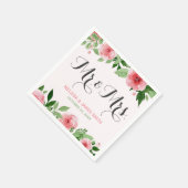 Waterverf Roos Botanische druppels Wedmonogram Servetten (Hoek)