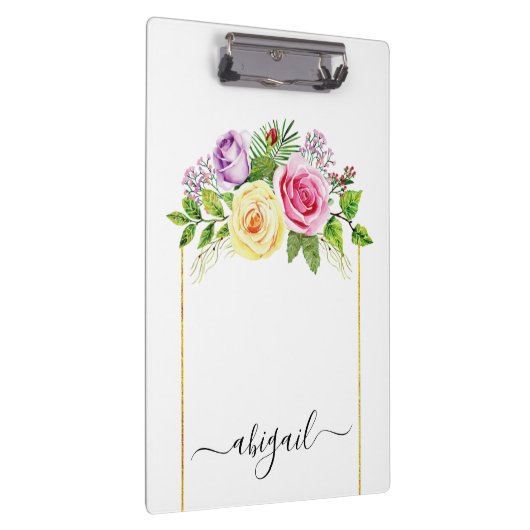 Waterverf roos bouquet lente en zomerbloem klembord (Rechts)