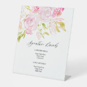 Waterverf roos bouquet Signature Drinken Reclamebord Met Voetstuk (Voorkant)