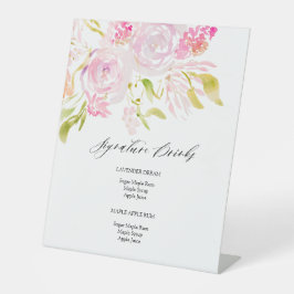 Waterverf roos bouquet Signature Drinken Reclamebord Met Voetstuk