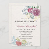 Waterverf Roos Bourgondië Greenery Bridal Luncheon Kaart (Voorkant / Achterkant)