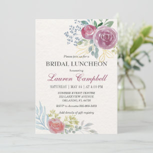 Waterverf Roos Bourgondië Greenery Bridal Luncheon Kaart
