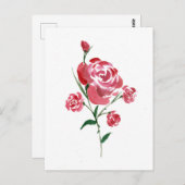 Waterverf Roos Briefkaart (Voorkant / Achterkant)