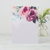 Waterverf Roos Briefkaart  (Staand voorkant)