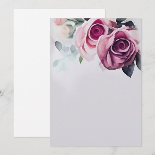 Waterverf Roos Briefkaart  (Voorkant / Achterkant)