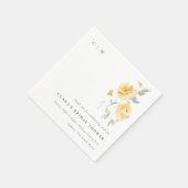 Waterverf Roos Bruidsfeest Geel Groen Servet (Hoek)