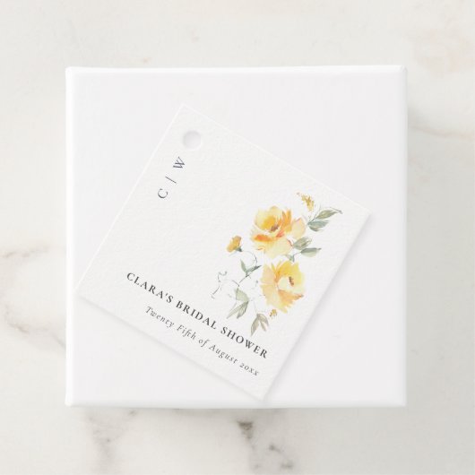 Waterverf Roos Bruidsmeisje Shower Gele Groen Bedankjes Labels (In situ)