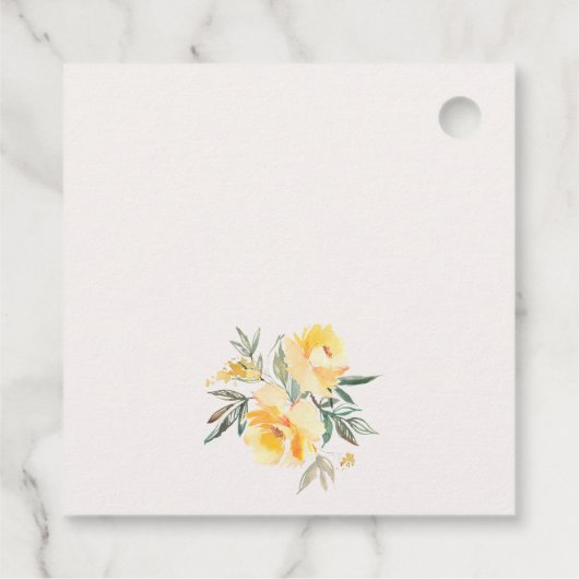 Waterverf Roos Bruidsmeisje Shower Gele Groen Bedankjes Labels (Achterkant)