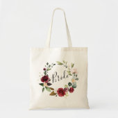 Waterverf Roos Burgundy Floral Wreath Bride Tote Bag (Voorkant)
